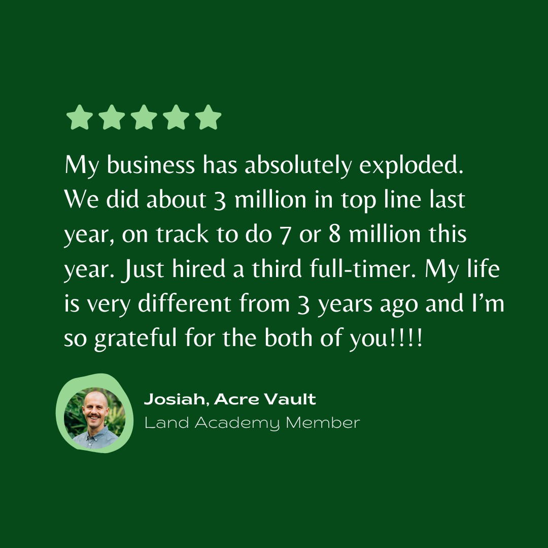 This is what happens when land investing stops being “a side hustle” and starts being a real business. 

From $3M top line… to tracking $7–8M the next year - and hiring a third full-time team member. 

That’s not luck. That’s systems. 
That’s consistency. 
That’s learning the right way to buy, sell, and scale — with a community that keeps you moving when most people stall out. 

Proud of you, Josiah. This is the whole point. 

#LandInvesting #RealEstateInvestor #PassiveIncome #LandForSale #RealEstateGoals #LandDeals #InvestInLand #LandFlipping #RealEstateSuccess #PropertyInvesting #LandInvestors #RealEstateTips #LandLife #RealEstateWealth #LandOpportunity #BuyLand #RealEstateJourney #FlippingLand #InvestmentProperty #BuildWealth #PassiveIncome #InvestorLife #OffMarketDeals